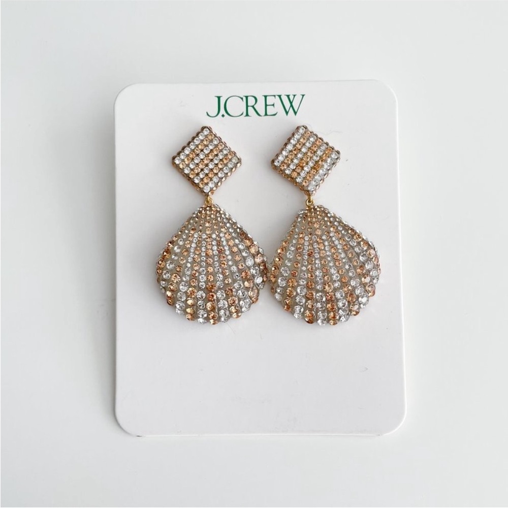 J.Crew Acetate Shell Earrings with Pave Crystals NWT